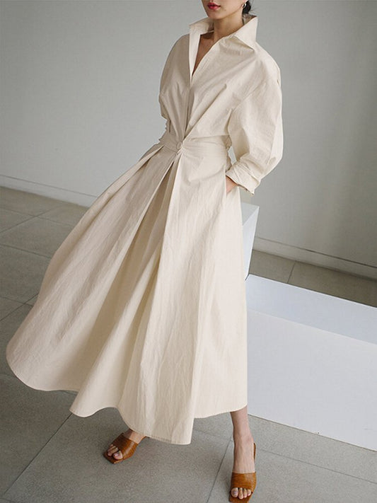 Robe chemise longue ceinturée élégante pour femme
