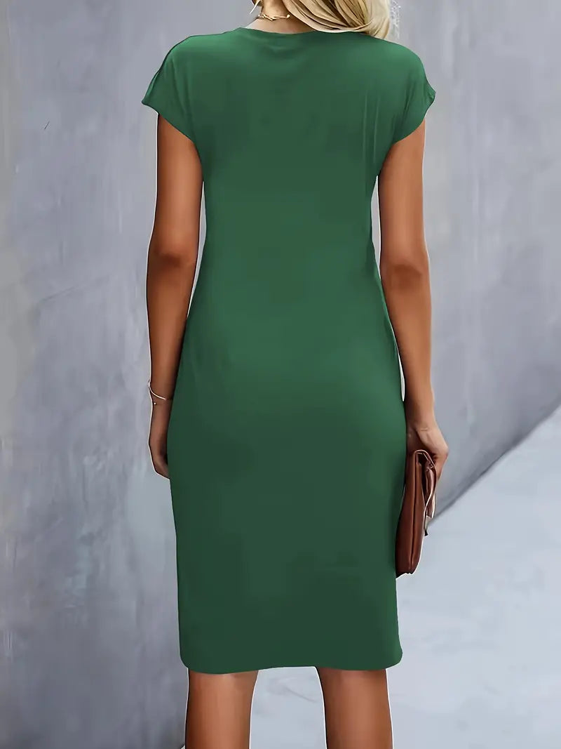 Robe Midi en Coton pour Femme – Coupe Ajustée Col Rond