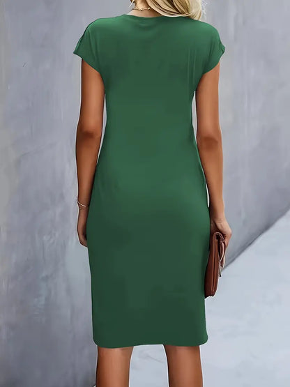 Robe Midi en Coton pour Femme – Coupe Ajustée Col Rond
