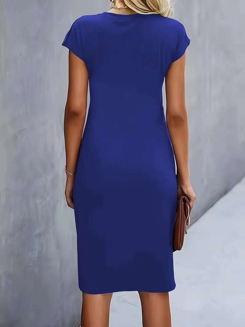 Robe Midi en Coton pour Femme – Coupe Ajustée Col Rond