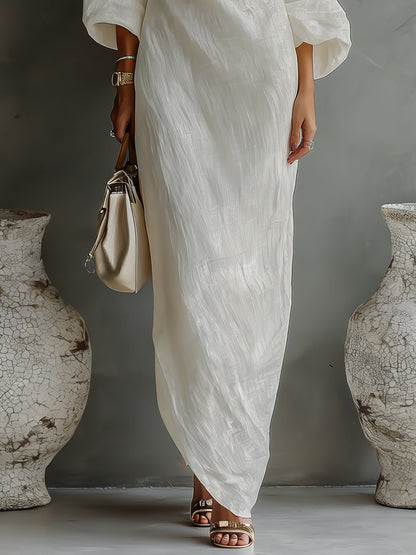 Ella | Robe maxi asymétrique en coton-lin pour femme