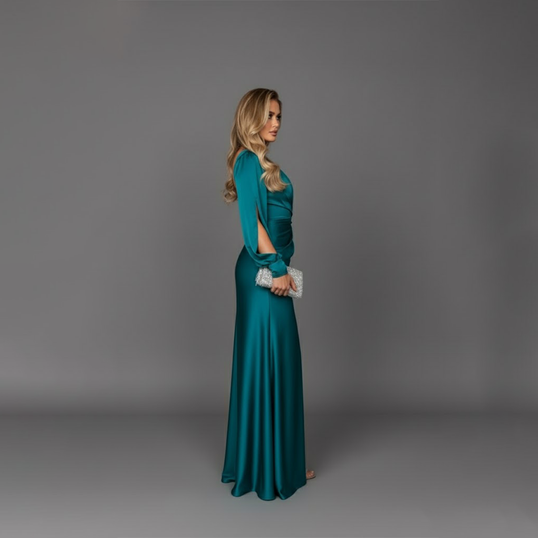 Emily | Robe de soirée longue pour femme à fente haute et une épaule