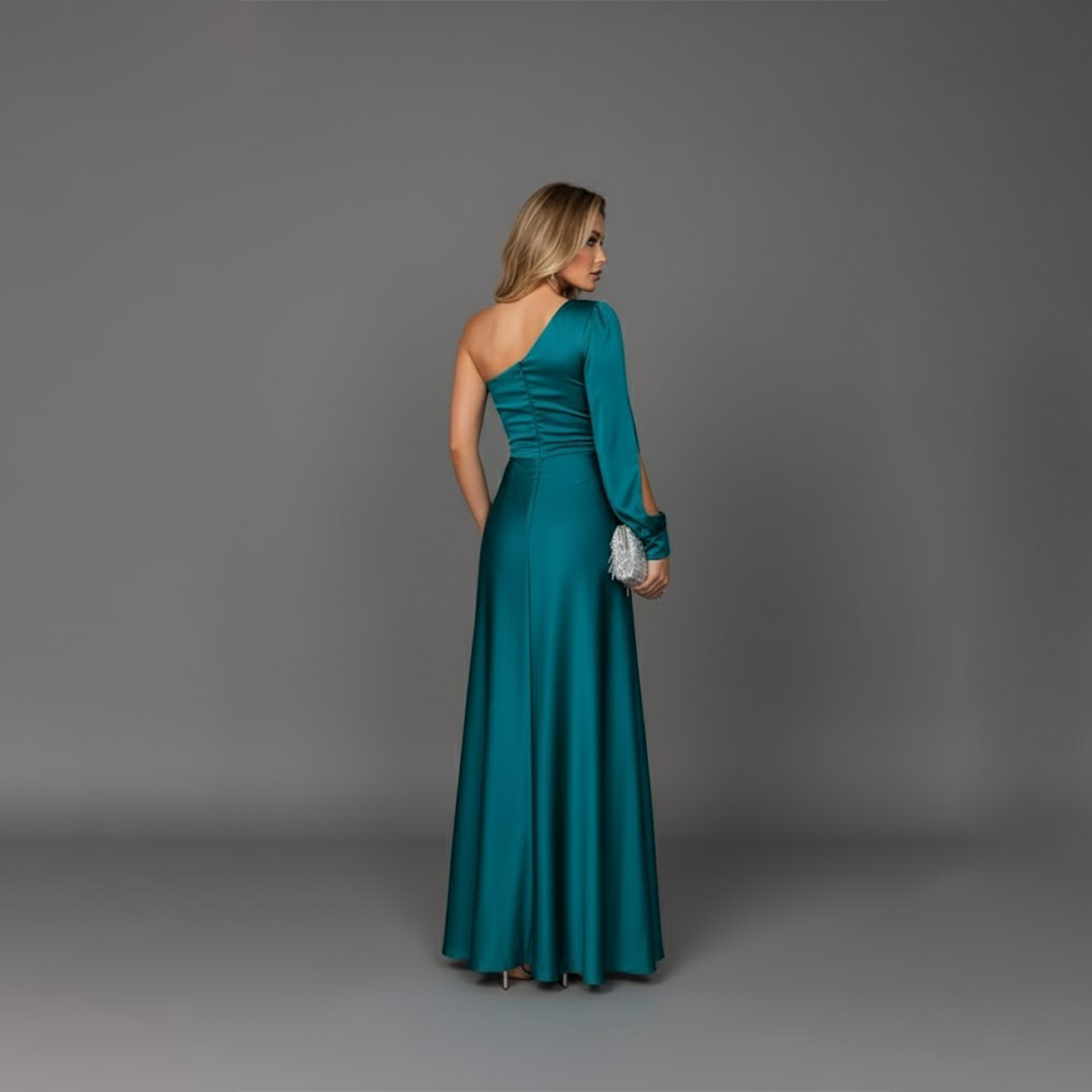 Emily | Robe de soirée longue pour femme à fente haute et une épaule