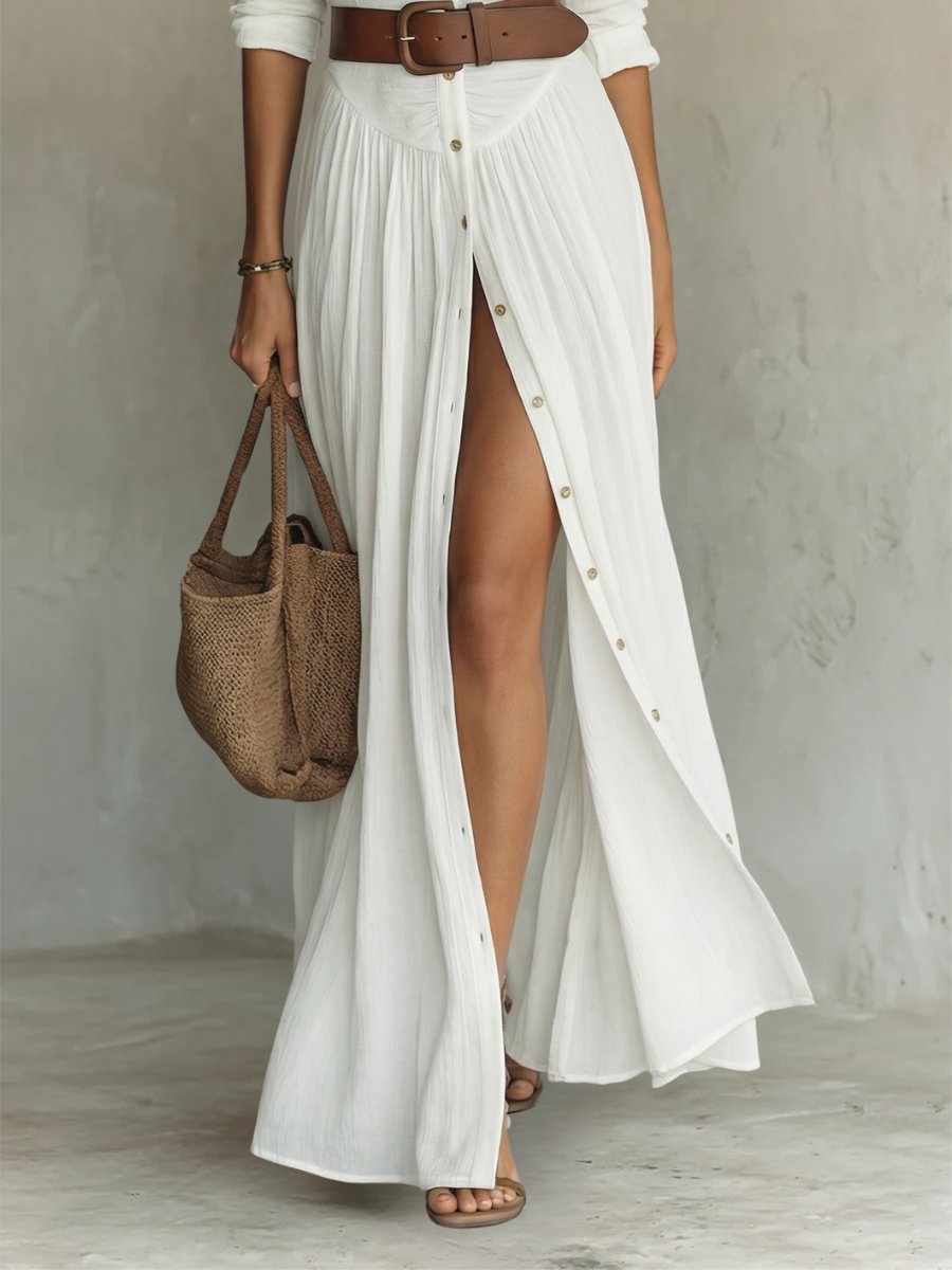 Evelyn | Robe chemise longue ceinturée à manches longues pour femme