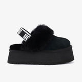 UGG Funkette Black – Mules Plateforme Femme en Daim et Peau de Mouton