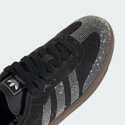Sneakers basses Adidas Samba OG rhinestone black silver swarovski unisexe