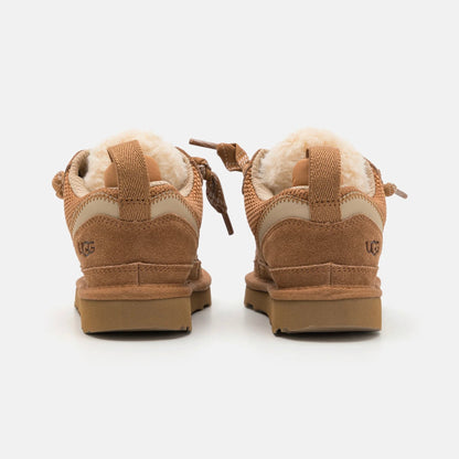 UGG Lowmel Chestnut baskets enfant en daim et textile recyclé marron chestnut, détail semelle