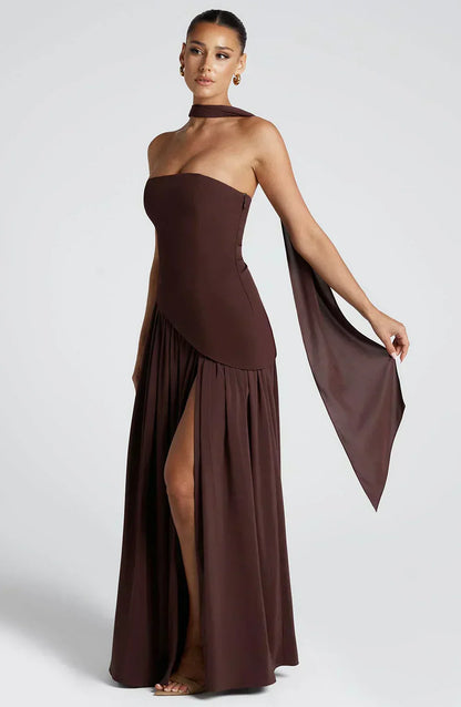 Fiona | Robe maxi asymétrique pour femmes, invitée de mariage