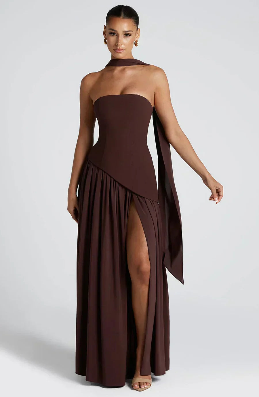 Fiona | Robe maxi asymétrique pour femmes, invitée de mariage