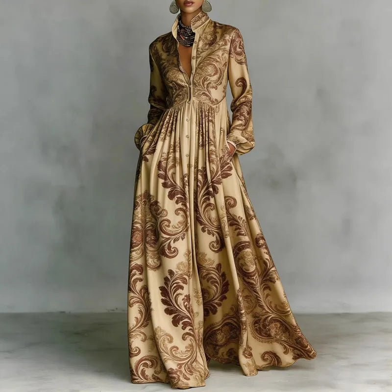 Freya | Robe maxi taille haute à imprimé géométrique pour femme
