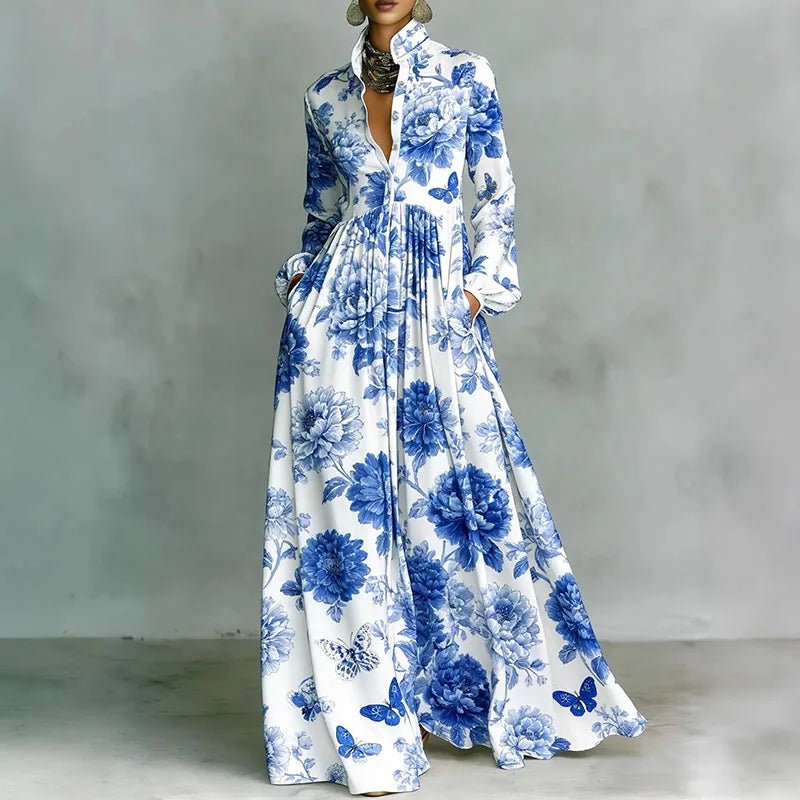 Freya | Robe maxi taille haute à imprimé géométrique pour femme