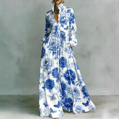 Freya | Robe maxi taille haute à imprimé géométrique pour femme