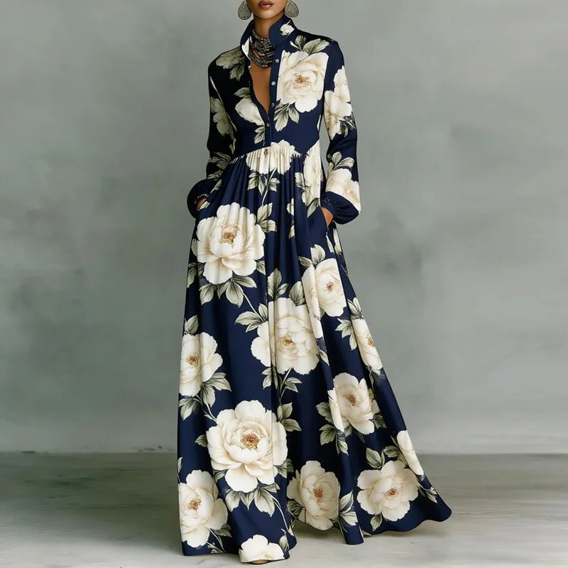 Freya | Robe maxi taille haute à imprimé géométrique pour femme
