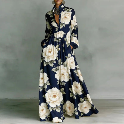 Freya | Robe maxi taille haute à imprimé géométrique pour femme