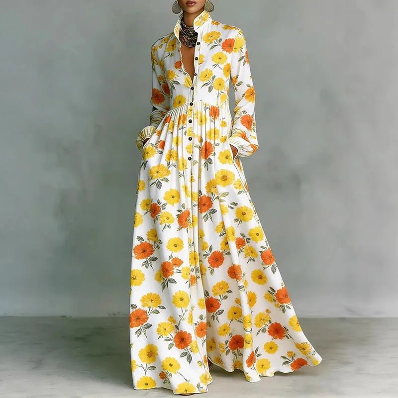 Freya | Robe maxi taille haute à imprimé géométrique pour femme