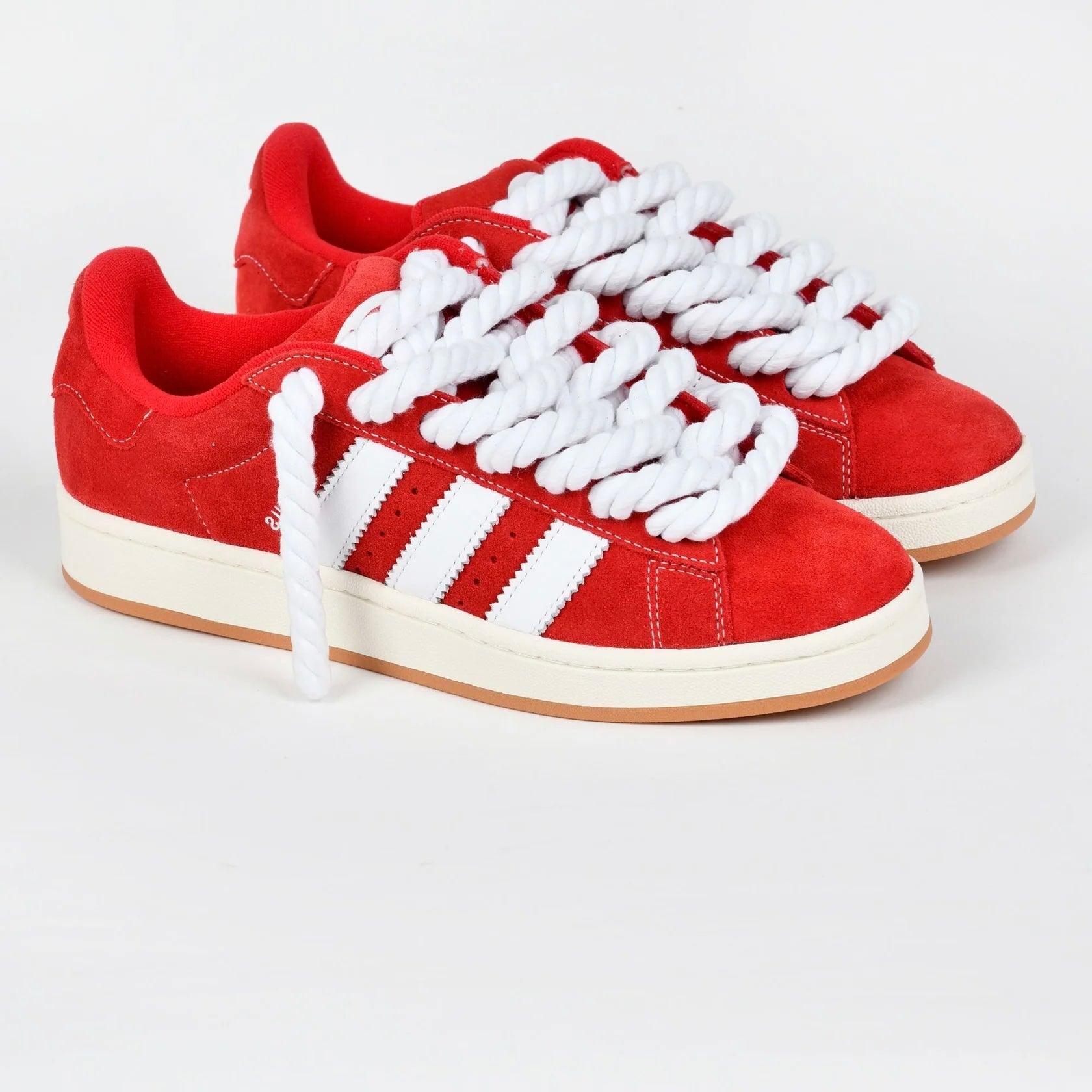 Sneakers basses Adidas Campus 00s red adidas rope laces custom white unisexe