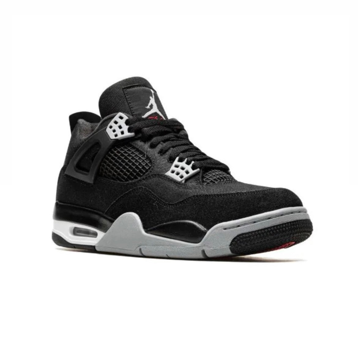 Air Jordan 4 Black Canvas baskets homme et femme en daim noir, vue de face