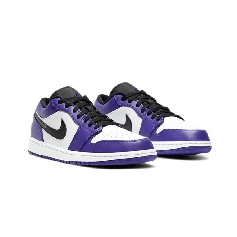 Air Jordan 1 Low Court Purple baskets basses homme et femme en cuir violet, vue de face