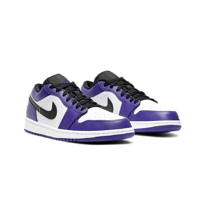 Air Jordan 1 Low Court Purple baskets basses homme et femme en cuir violet, vue de face