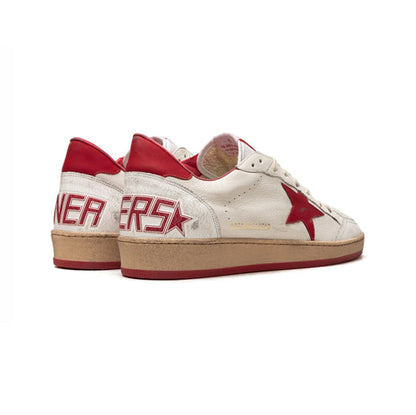 Golden Goose Ball Star Red White Baskets Cuir Vieilli