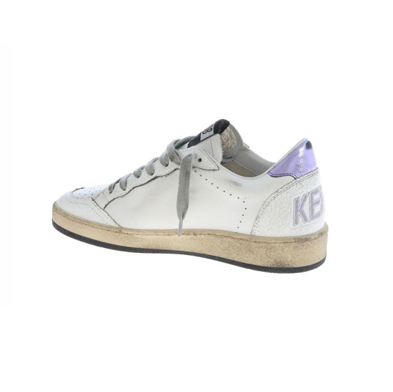Golden Goose Ball Star Purple White Baskets Cuir Vieilli