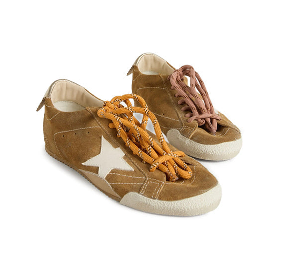 Golden Goose True Star Patch Low Baskets Cuir Vieilli