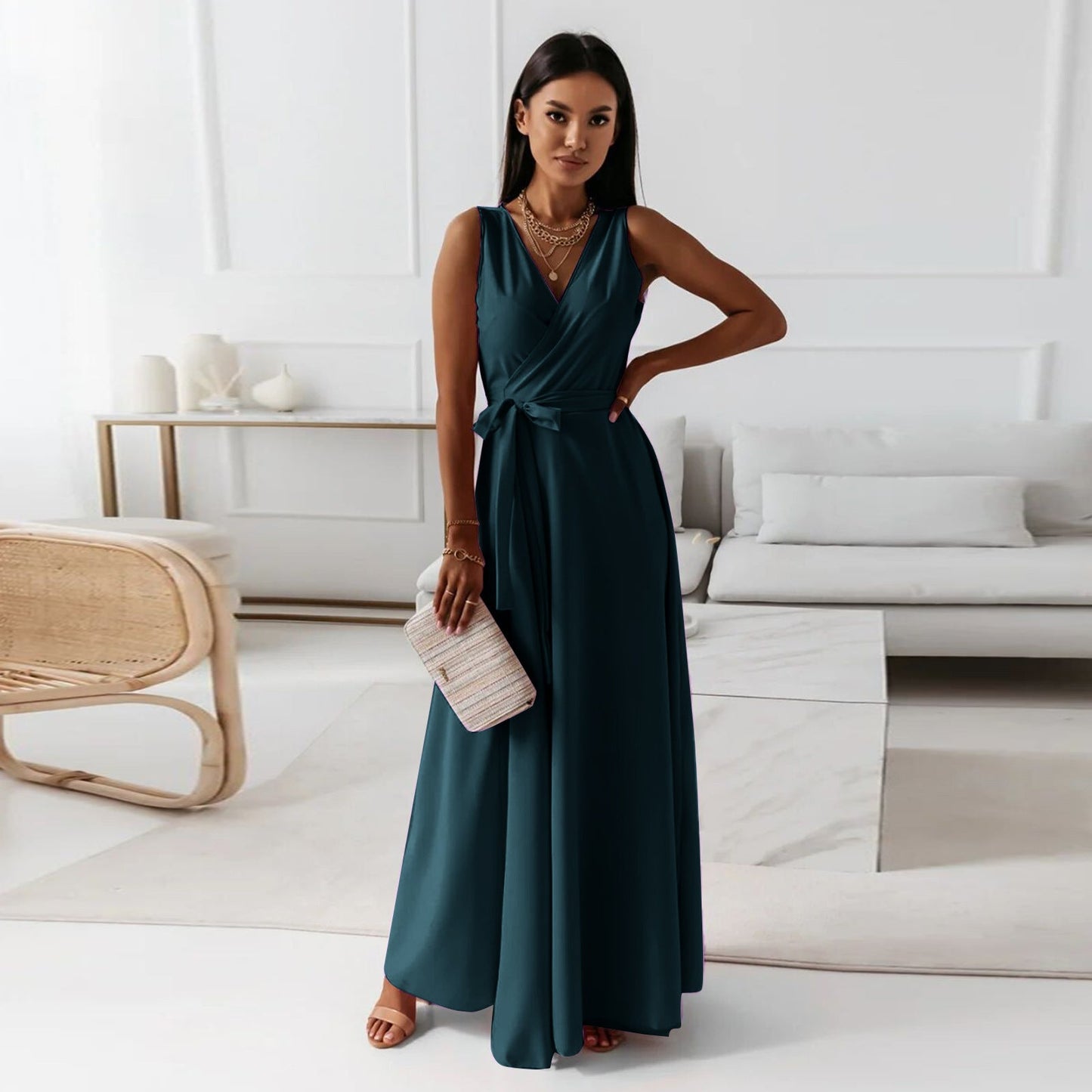 Gabrielle | Robe longue portefeuille pour invitées de mariage femme