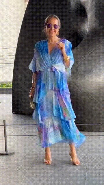Grace | Robe maxi en chiffon à volants et imprimé floral pour femme