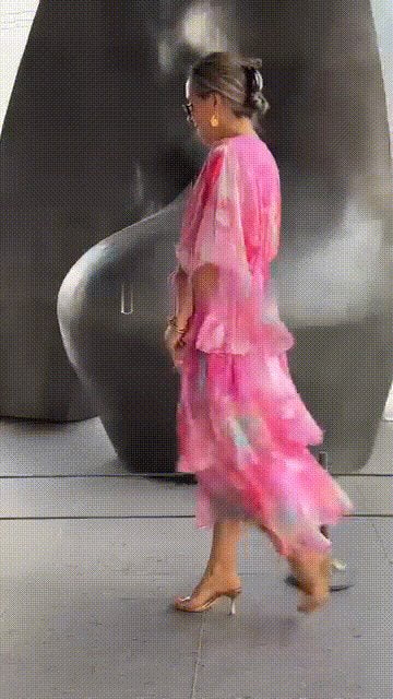 Grace | Robe maxi en chiffon à volants et imprimé floral pour femme