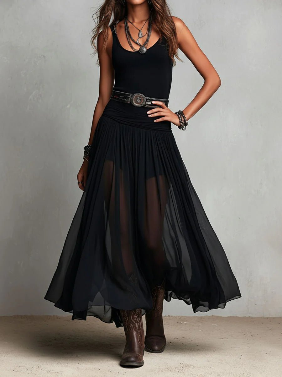 Grace | Robe maxi bohème sans manches à col en V pour femme