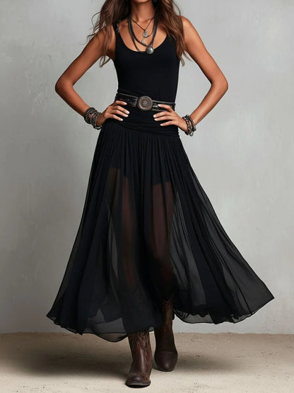 Grace | Robe maxi bohème sans manches à col en V pour femme