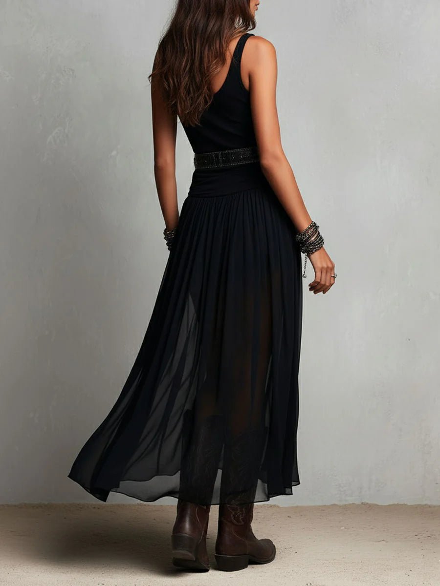Grace | Robe maxi bohème sans manches à col en V pour femme