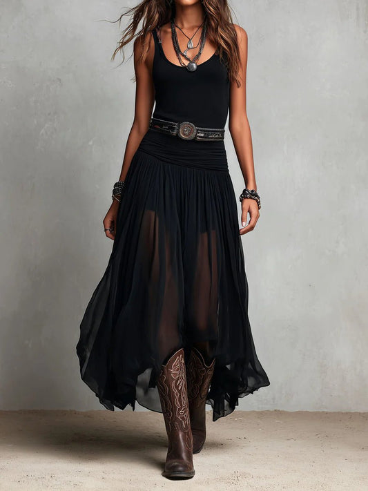 Grace | Robe maxi bohème sans manches à col en V pour femme