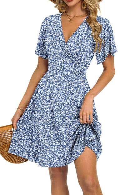 Robe Mini Femme en tissu léger, col V, coupe fluide – Menvelo
