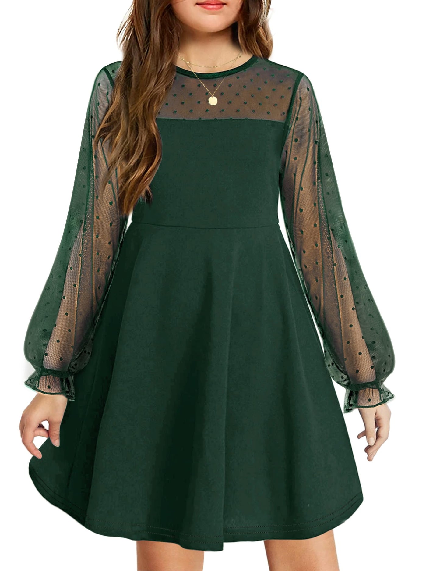 Robe Midi Femme en tissu léger, manches longues, coupe fluide – Menvelo
