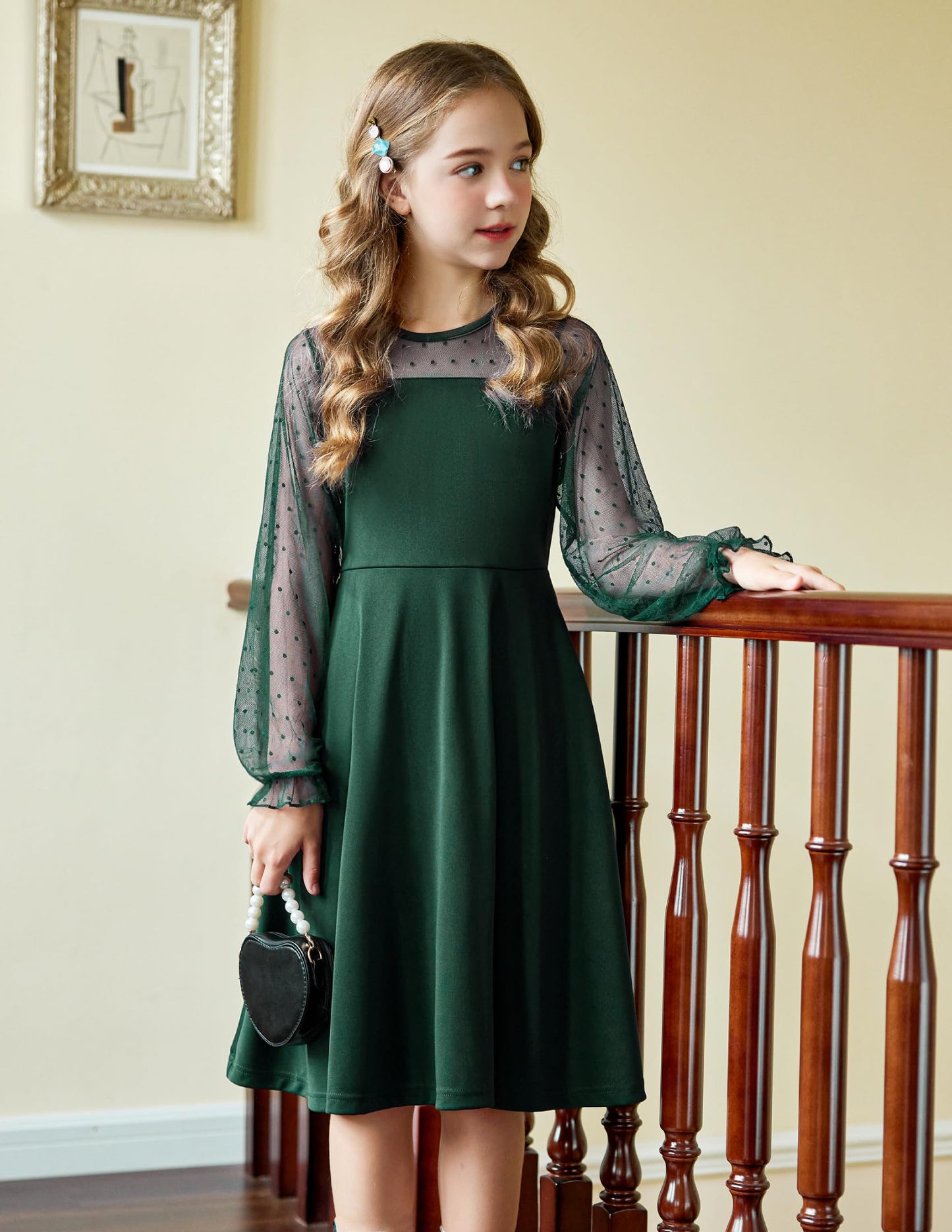Robe Midi Femme en tissu léger, manches longues, coupe fluide – Menvelo