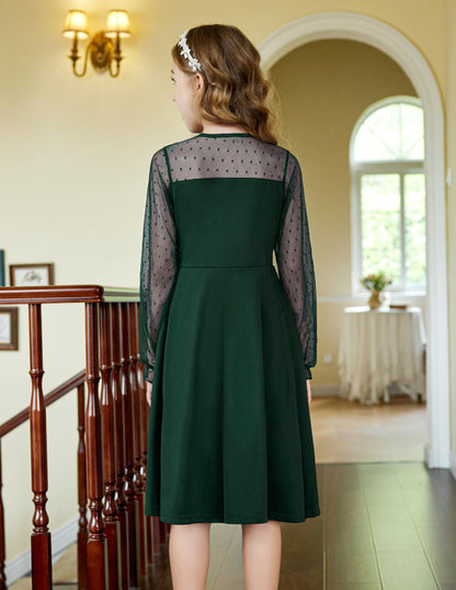 Robe Midi Femme en tissu léger, manches longues, coupe fluide – Menvelo