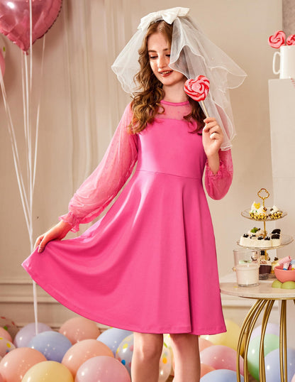 Robe Midi Femme en tissu léger, manches longues, coupe fluide – Menvelo