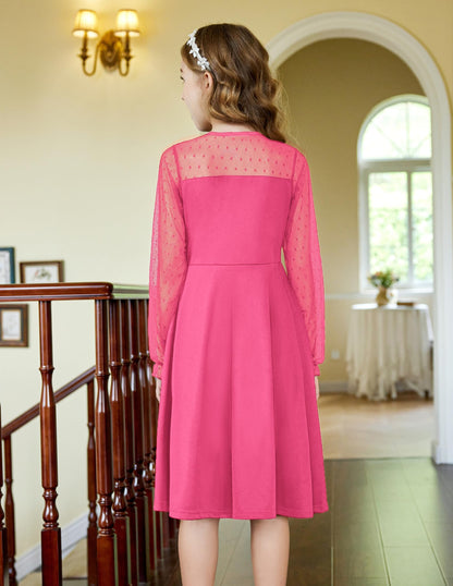 Robe Midi Femme en tissu léger, manches longues, coupe fluide – Menvelo