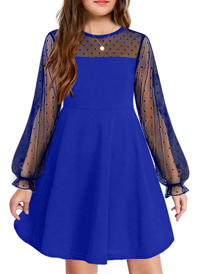 Robe Midi Femme en tissu léger, manches longues, coupe fluide – Menvelo