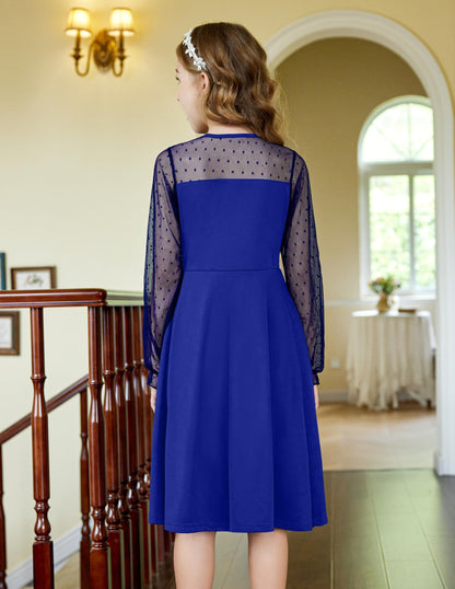 Robe Midi Femme en tissu léger, manches longues, coupe fluide – Menvelo
