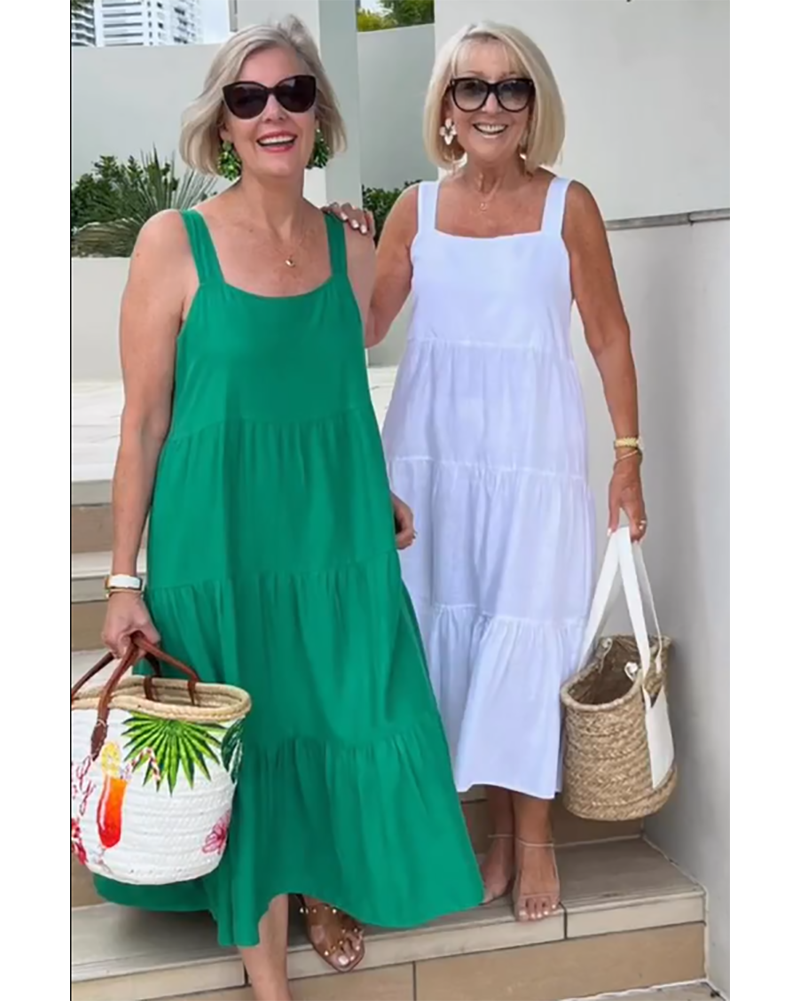 Jenna | Robe maxi décontractée sans manches à volants pour femme
