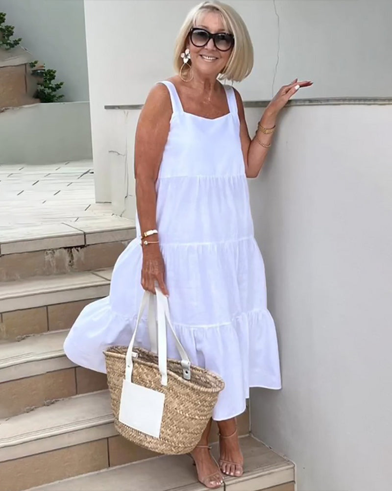 Jenna | Robe maxi décontractée sans manches à volants pour femme