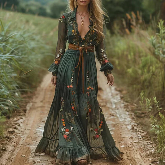 Jennifer | Robe maxi bohème à volants pour femme, été