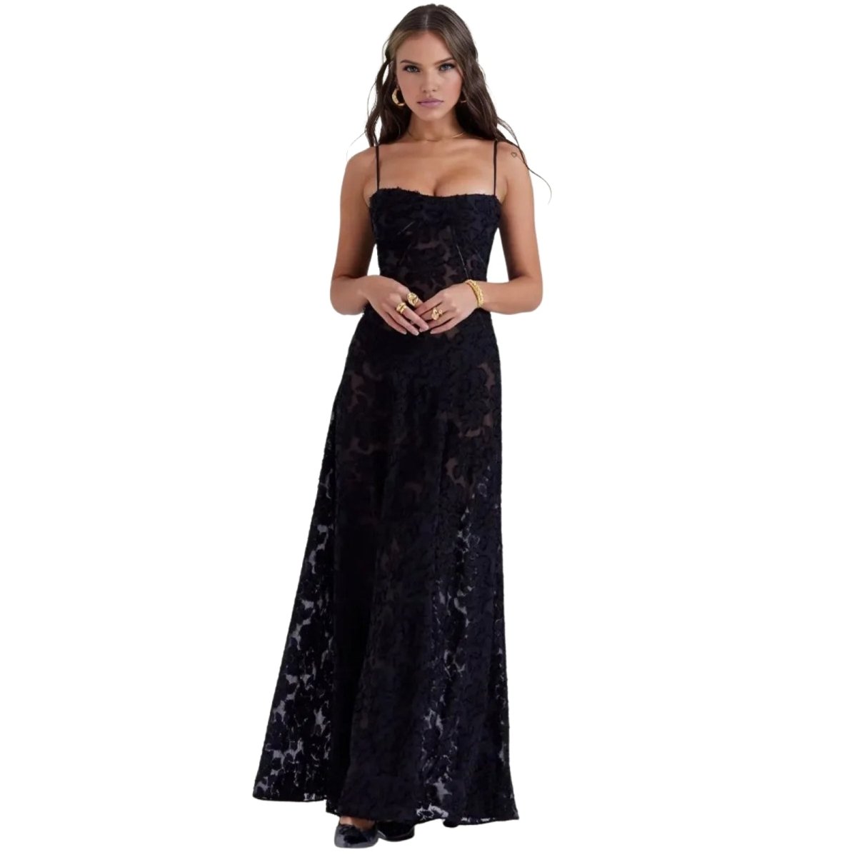 Jennifer | Robe de soirée maxi fluide sans manches pour femme