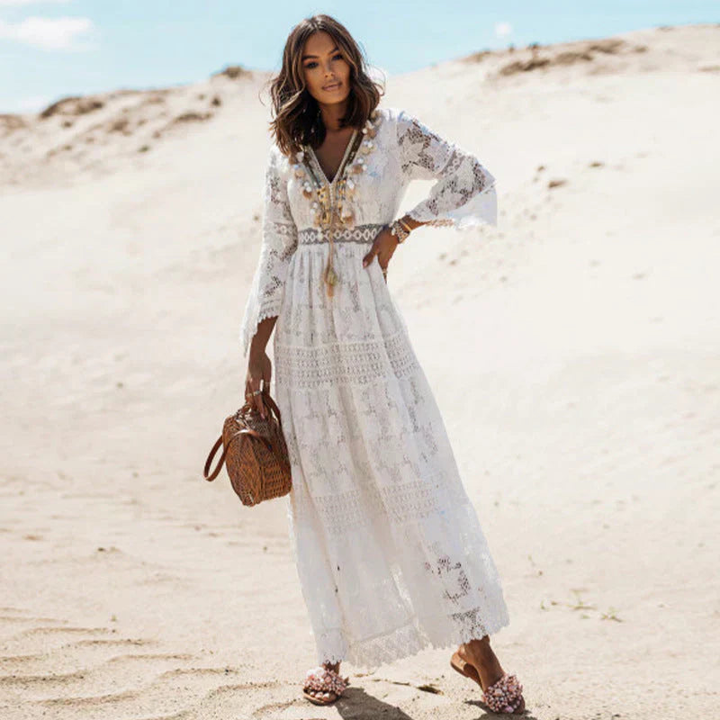 Jessica | Robe longue bohème à manches longues pour femme, été