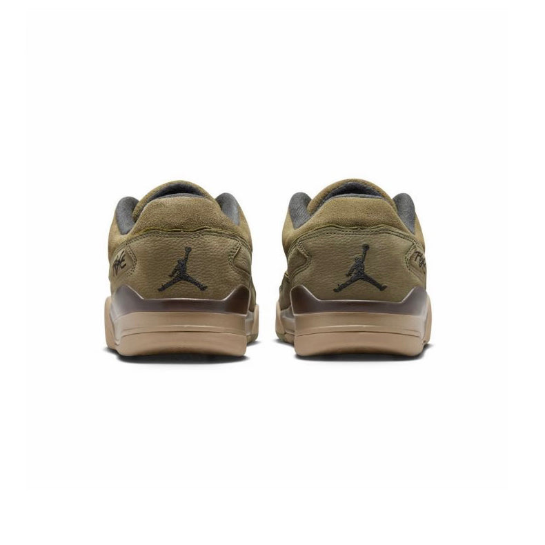 Air Jordan Flight Court Medium Olive Baroque Brown baskets basses homme et femme en daim vert marron, détail semelle