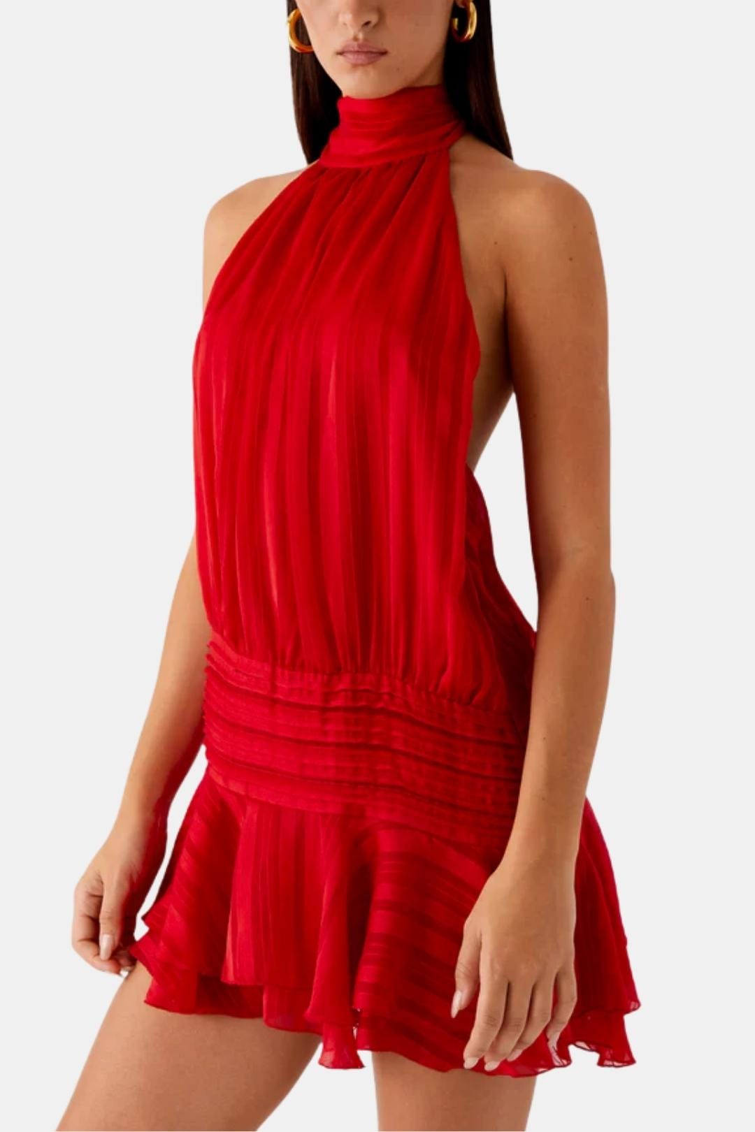 Robe Mini Femme en tissu léger, dos nu, coupe confortable – Menvelo