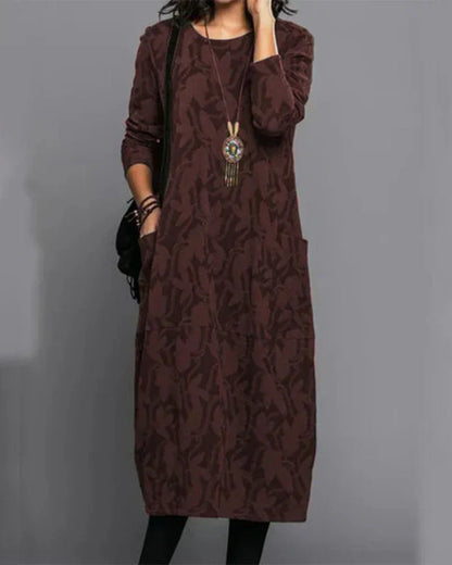 Kimberly | Robe longue à manches longues avec poche pour femme, hiver