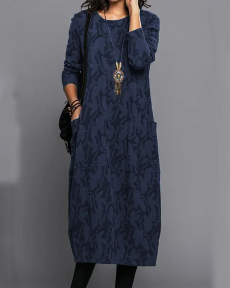 Kimberly | Robe longue à manches longues avec poche pour femme, hiver